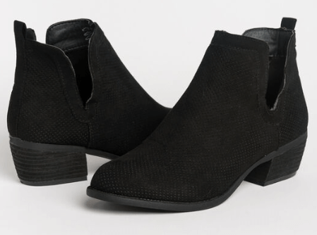 Perforated microsuede ankle boots